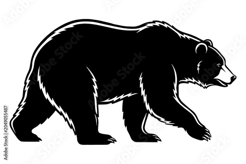 Black bear walking side view illustration