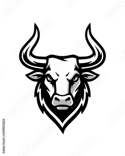 Angry bull head mascot logo design