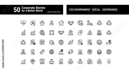 Esg icons for corporate social responsibility and sustainability
