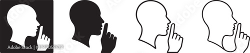 Silence and keep quiet icon set.