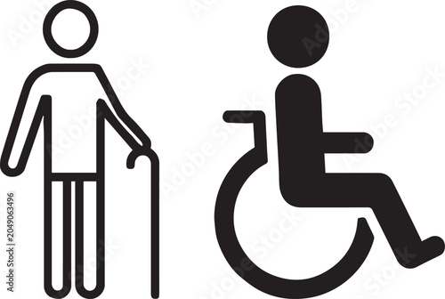 Cuadro en lienzo Inclusive accessibility pictogram icons showing wheelchair user and person with