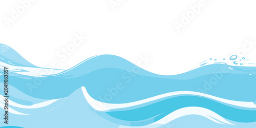 Schilderij op canvas Abstract blue water splash background with aqua wave and bubble elements