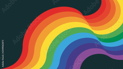 Foto Colorful wave pattern with a vibrant gradient against a dark teal background sho