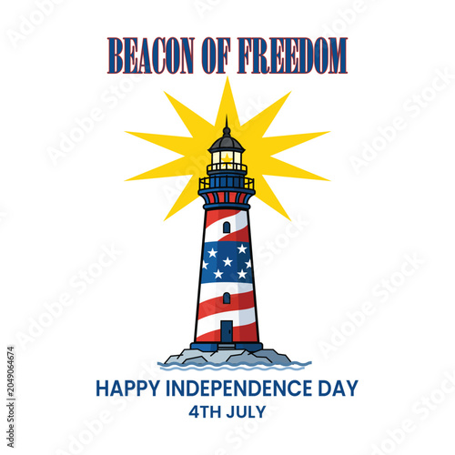 Happy independence day vector illustration of lighthouse