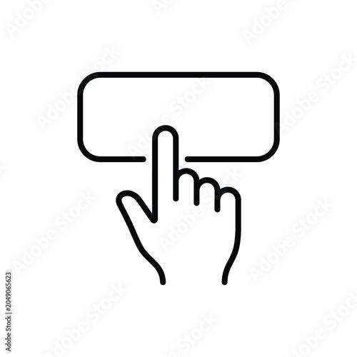 Tableau sur toile Hand pressing a rectangular button icon representing touch interaction and digit
