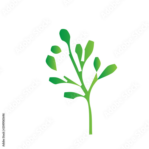 Green gradient leaves and tree elements