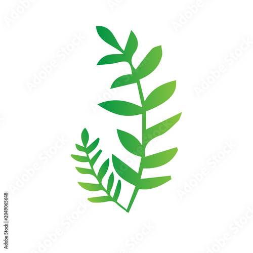 Green gradient leaves and tree elements