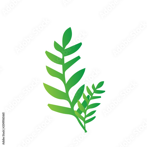 Green gradient leaves and tree elements