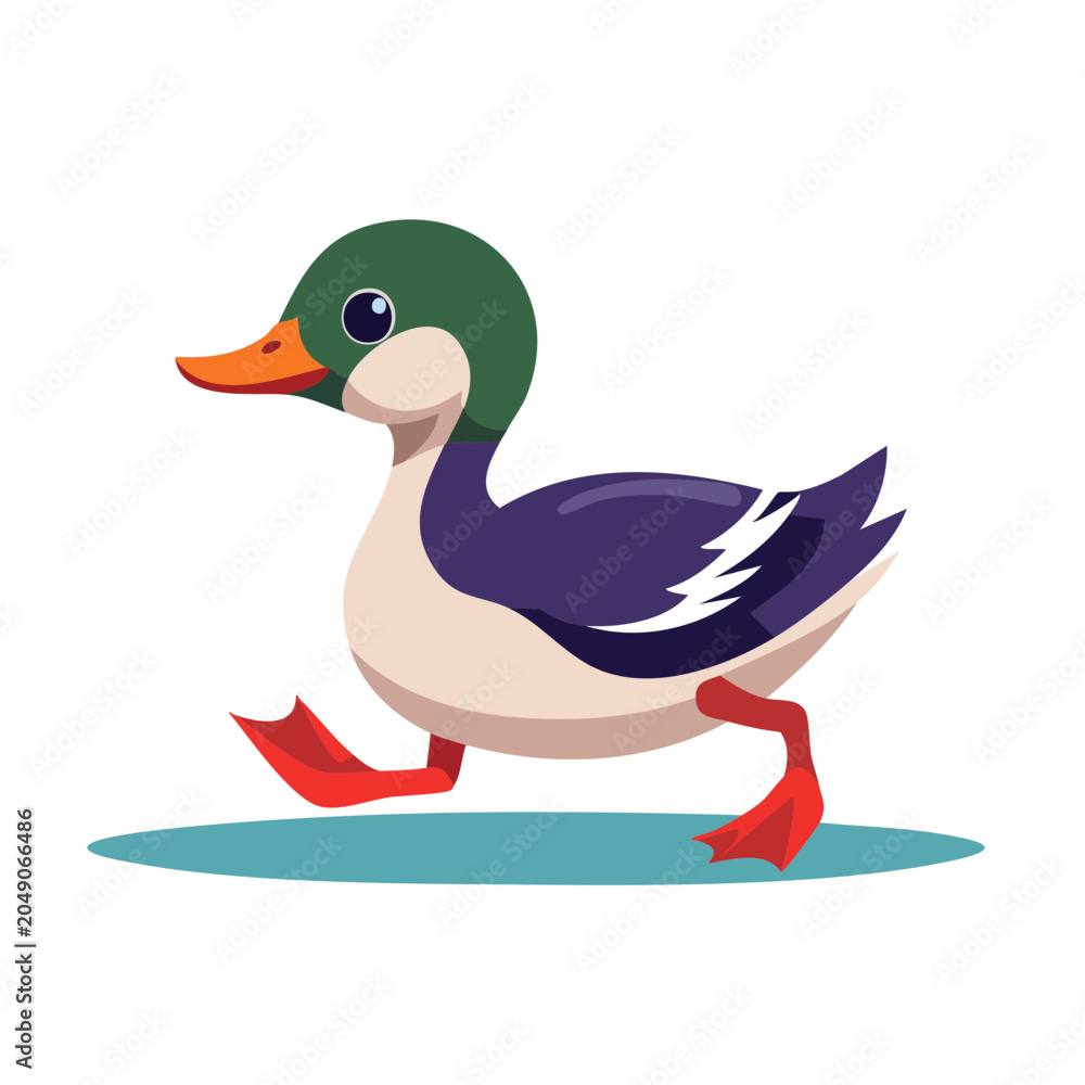 Fototapeta premium Cartoon duck walking