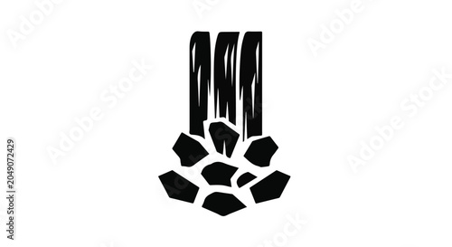Waterfall icon depicts water cascading over rocks in a simple black silhouette.