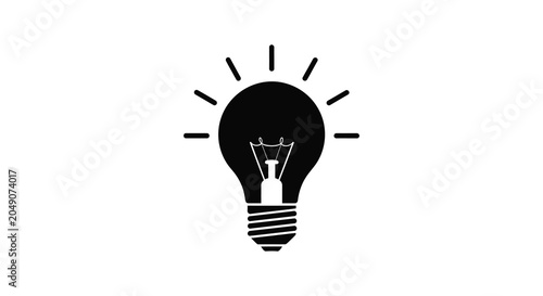 Obraz na płótnie Light Bulb With Rays Silhouette On White Background