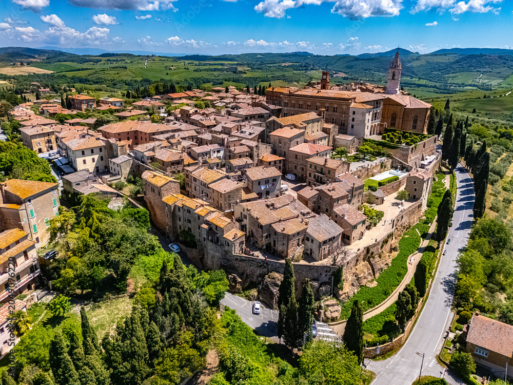 Obraz premium Aerial view of Pienza, Tuscany, Italy