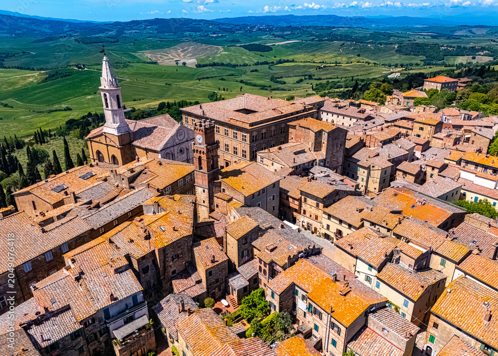 Naklejka premium Aerial view of Pienza, Tuscany, Italy