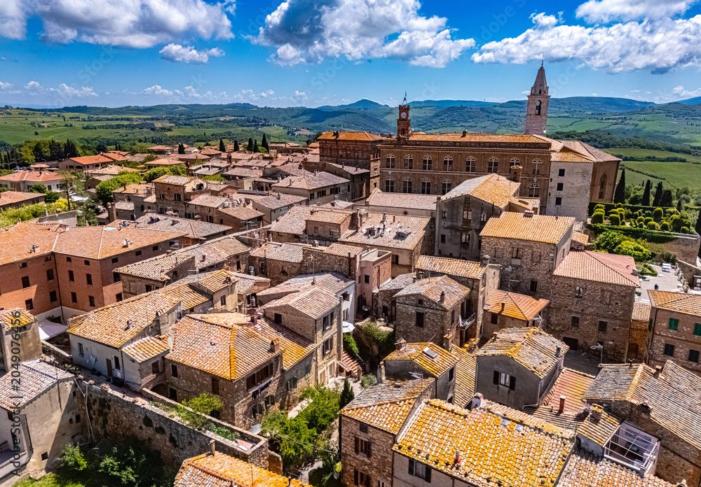 Naklejka premium Aerial view of Pienza, Tuscany, Italy