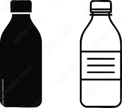 Bild auf Leinwand Two empty black and clear plastic bottles, flat
