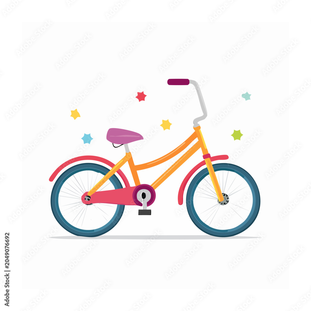 Fototapeta premium Colorful flat design bicycle with stars