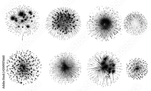 Fotografie Dynamic Abstract Explosion and Firework Burst Vector Elements Collection for Mod