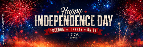 Happy Independence Day Fireworks Banner