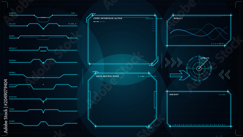 Foto Interface design showing various data inputs and visual elements in a dark space