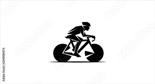 Bilde på lerret Cyclist Riding a Bicycle Fast.