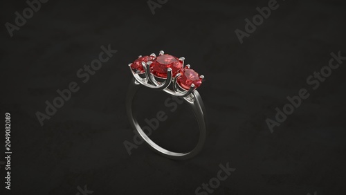 Foto Three Stone Diamond Engagement Ring on Black Background