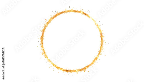 Glowing fiery ring with sparks and embers abstract background element. png