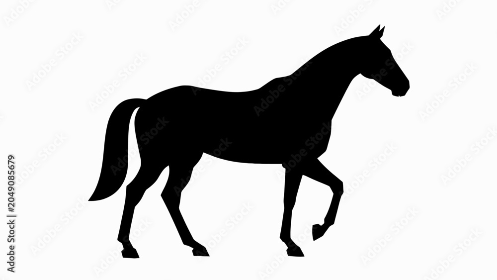 Obraz premium Black horse silhouette, running horse icon, equine vector, animal symbol