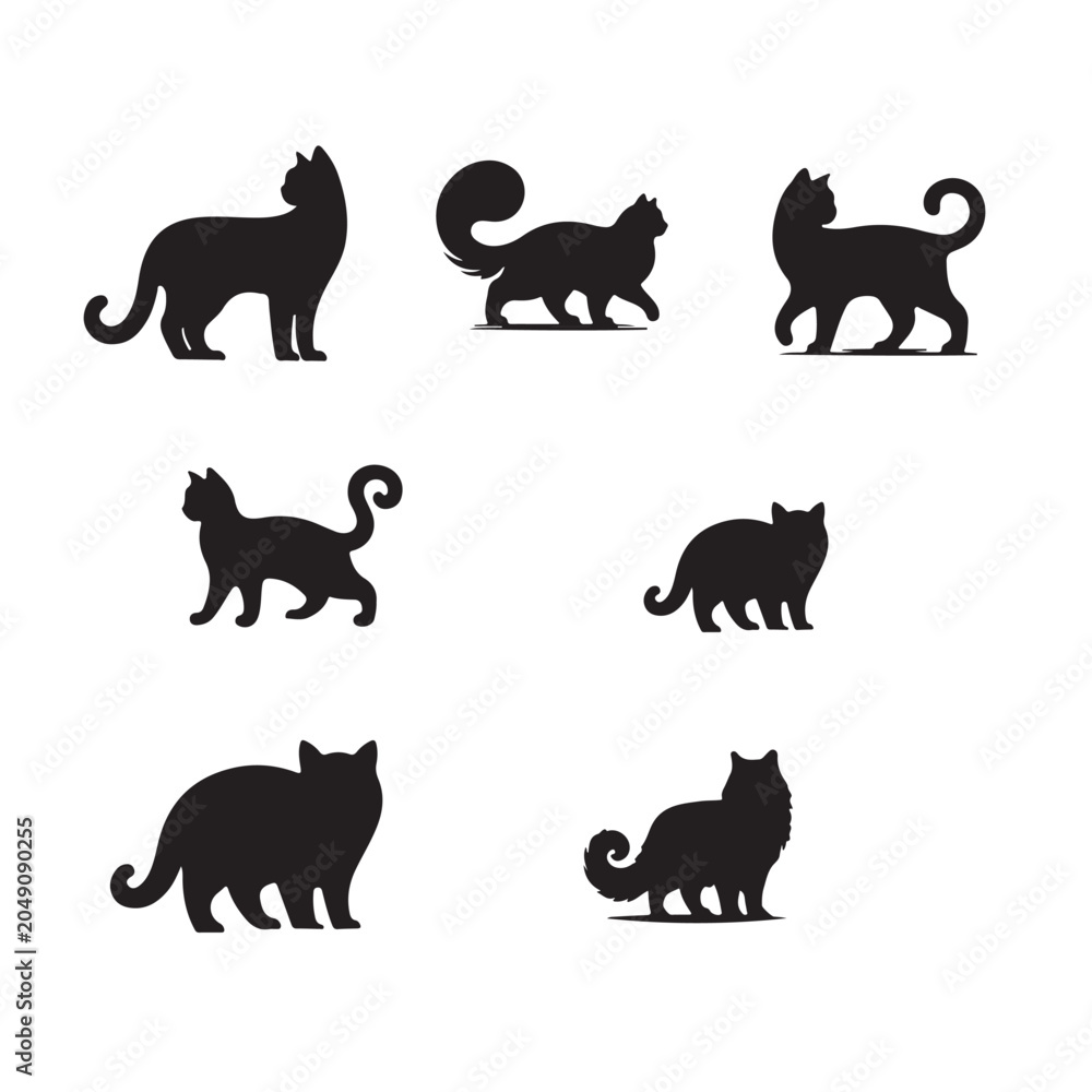 Obraz premium black silhouettes of cats