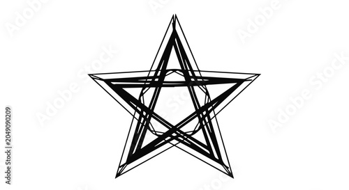 Abstract star graphic composed of overlapping lines creates a geometric design.