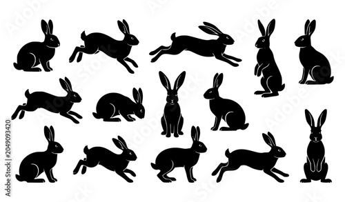 Photography Rabbit and Bunny Silhouette Collection in Various Running and Sitting Poses