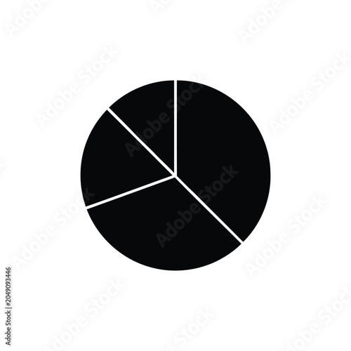 Photos Simple black pie chart divided into three unequal segments, isolated on a white