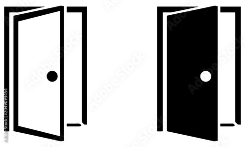 Photography door entrance icon vector set