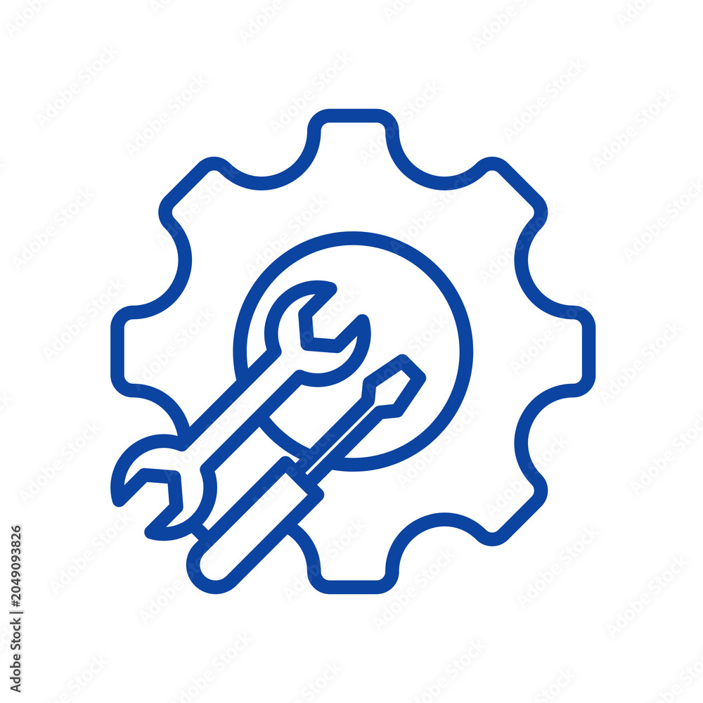 Fototapeta premium Blue Wrench and Screwdriver Icon Set isolated on transparent background