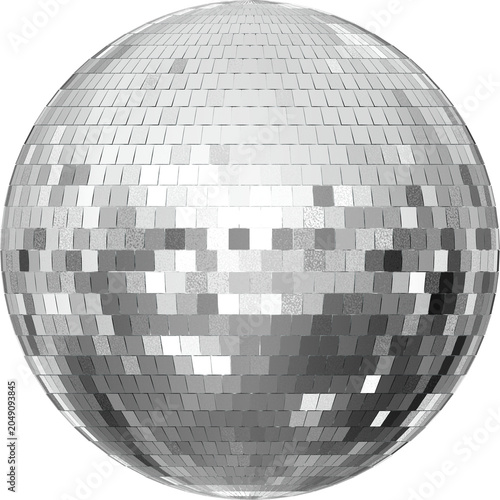 Retro Shiny Silver Mirror Disco Ball Illustration