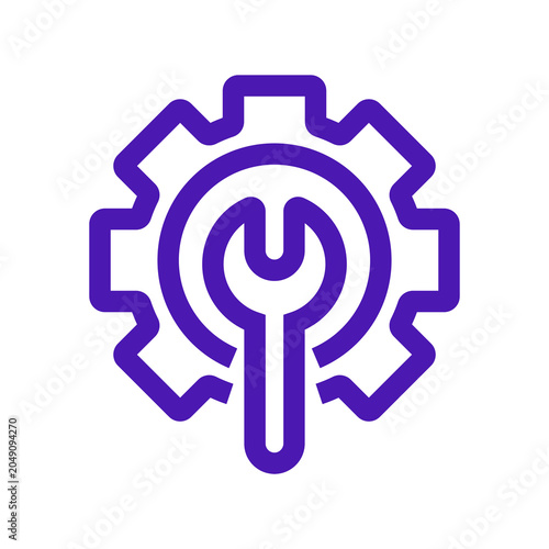 Gear settings icon minimal design isolated on transparent background