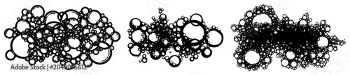 Foto Soap bubble clusters and foam lather elements in minimalist outline style