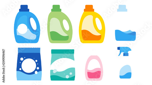 Εκτύπωση καμβά Set of colorful laundry and cleaning product containers