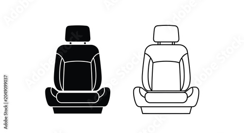 Car Seat Silhouette With Outline Version Black And White