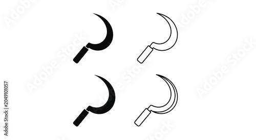 Принти на полотні Four Sickles In Black And White Minimalist Silhouette