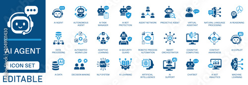 Foto AI Agent icon set