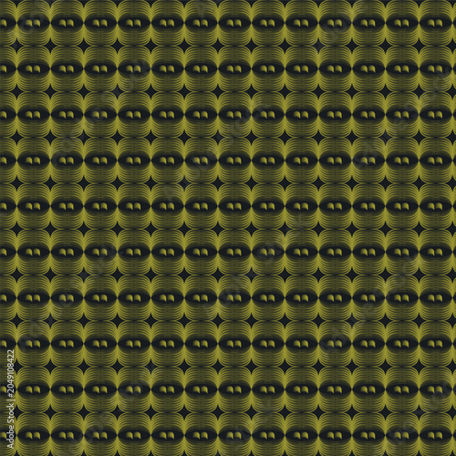 Seamless geometric pattern with olive green and black ornamental motifs