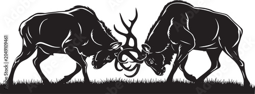 Tableau sur toile Wild animal elk vector of a silhouette