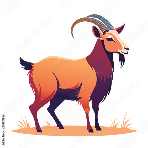 Stylized illustration of a goat with horns