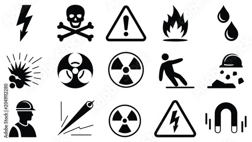 Obraz na płótnie Safety Hazard Warning Signs Vector Featuring Industrial Caution Icons for Workpl