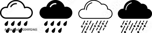 Obraz na płótnie Set of rain and heavy rain weather icons