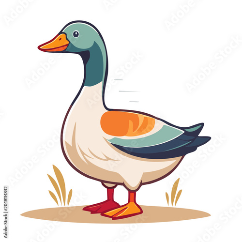 Cartoon duck standing on grass