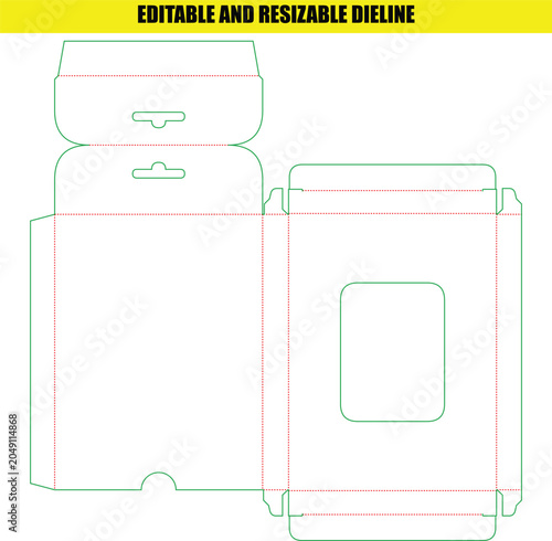 Custom retail packaging box dieline with clear window space for premium product branding and display purposes