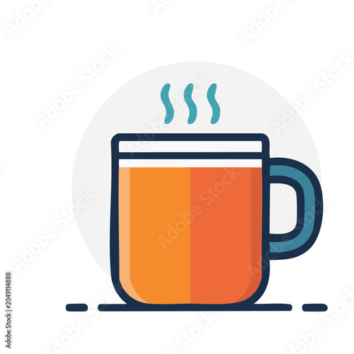 Flat design icon of a hot drink in a mug with steam