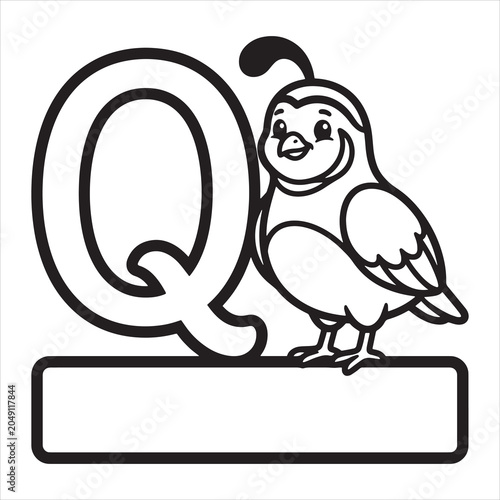Letter Q Quail Animal Alphabet Coloring Page for Kids