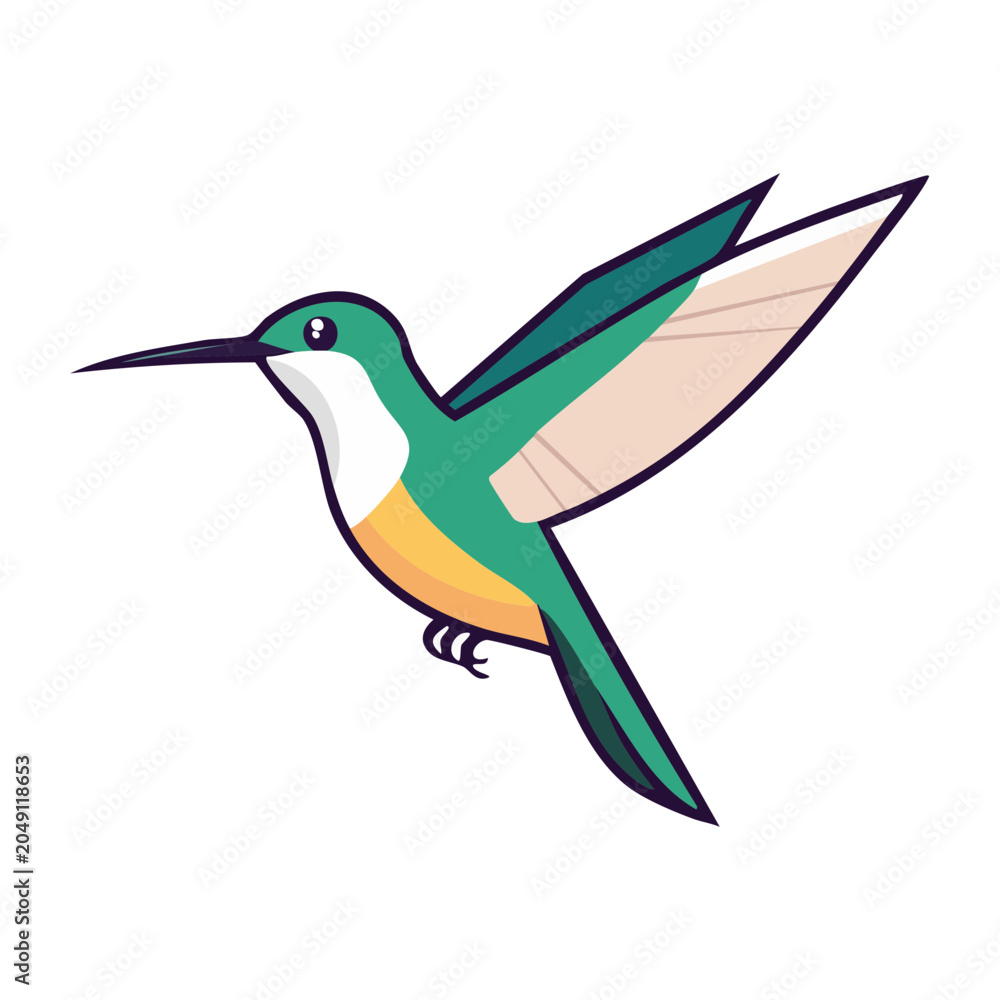 Obraz premium Flat design illustration of a hummingbird in flight